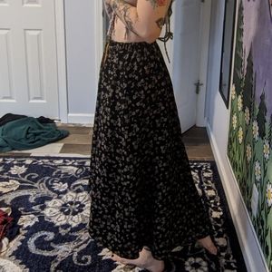 High low black floral skirt